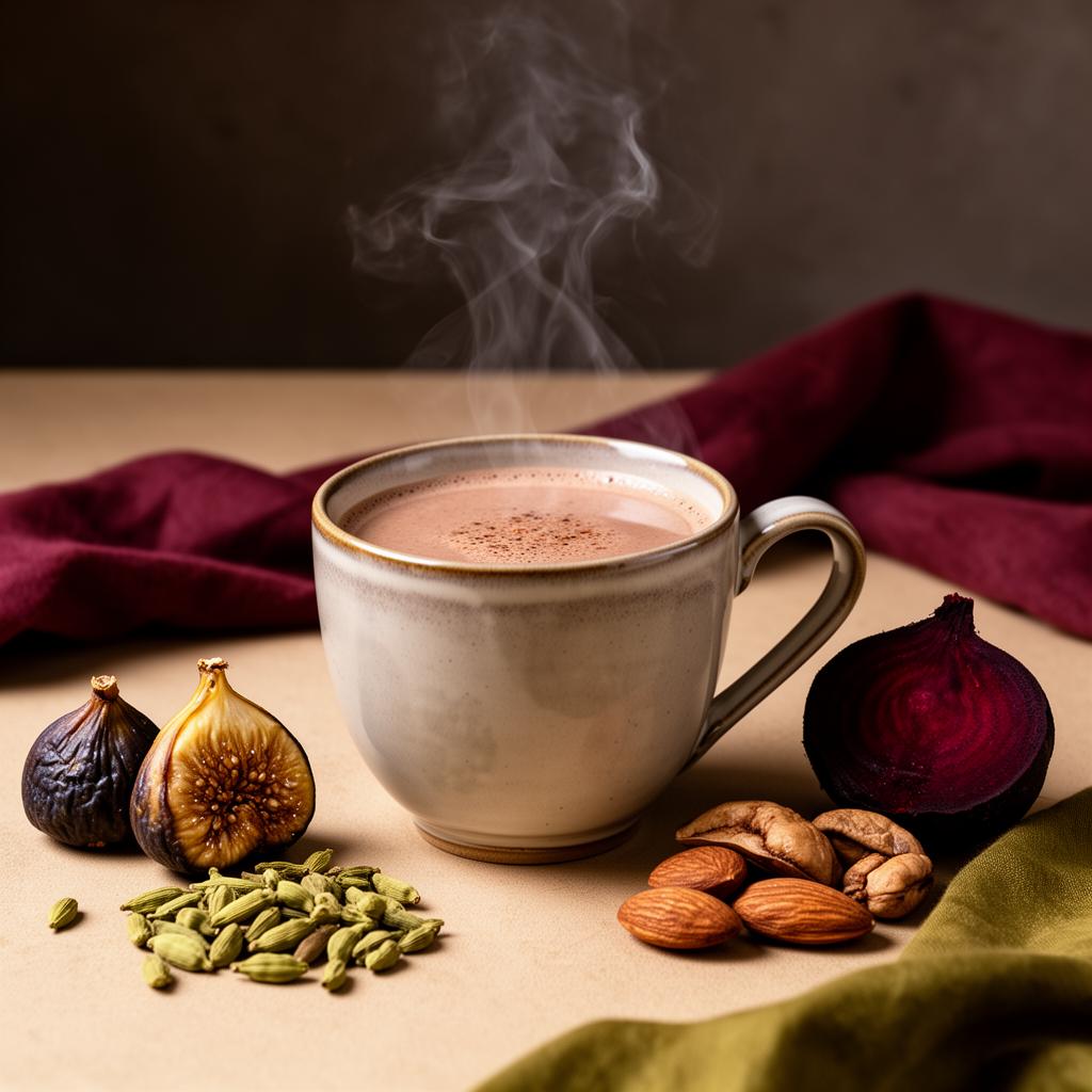 Warm spiced malt drink with figs, cardamom and almonds — the Hearth Collection.